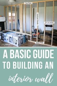 Renovating?? If so, you may need to build a new divider wall. You've gotta read this basic guide to building interior wall. Learn how to build a wall. #construction #building #wall #drywall