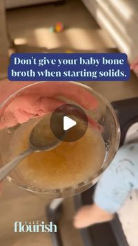 Viviane Farag- Baby & Toddler Nutrition Guide on Instagram: "‼️✨ Bone broth isn’t the best choice when starting solids because your baby’s gut lining is still developing and it’s one of the first defenses they have to protect against harmful bacteria, toxins, and other gut stressors.
 Bone broth can actually be irritating to a developing gut! 

🕒 The long cooking time breaks down proteins, releasing glutamic acid, which turns into glutamate—an excitotoxin.

This can overstimulate nerve cells, causing brain inflammation and digestive stress. 

In babies, whose gut lining is still developing (a vital protective layer), this can be especially problematic.

⚡ Histamines are naturally occurring compounds that are higher in bone broth due to its long cooking time, which can overwhelm their syst