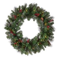 National Tree Company Pre-Lit Artificial Christmas Wreath, Green, Cres