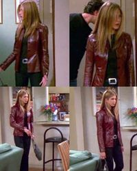 Friends Rachel Maroon Leather Jacket - Season 5 – AlexGear