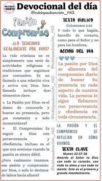 La pasión sin compromiso es como una llama que se apaga rápidamente. El compromiso sin pasión puede volverse una rutina fría. Ambos son esenciales para una relación vibrante y fructífera con Dios. Si realmente estamos apasionados y comprometidos, se verá en nuestras decisiones, en cómo tratamos a los demás, en cómo utilizamos nuestro tiempo, nuestros recursos, y en cómo priorizamos a Dios en nuestras vidas.