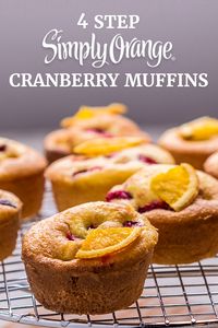 Fill your kitchen with the heavenly scent of Simply Orange® Cranberry Muffins. The fresh-squeezed taste of Simply Orange® will make these muffins a holiday standout. And with only 4 steps, it’s easy to make any time!