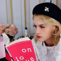 Retrouvailles Hats’s Instagram profile post: “🐝 The Notting Hill Beret 🐝 Meet our buzzed-about structured black Beret with removeable embellished bee brooch. DM to pre-order and…”