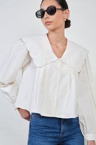 White scalloped giant collar shirt | Glassworks London