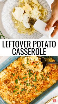 Turn your leftover potatoes into a delicious, budget-friendly casserole! 🥔 This easy recipe transforms mashed or baked potatoes into a creamy, cheesy dish that's perfect for a quick family dinner. Comfort food at its best—ideal for using up holiday leftovers or making an easy weeknight meal!