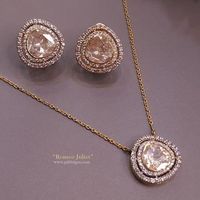 Romeo Juliet Moissanite Polki Necklace Set