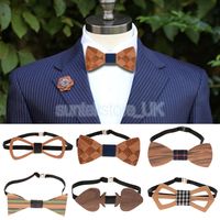 Handmade Shirt Tie Clip Wooden Bow Tie Men's Wedding Bowtie Wood Necktie Gifts