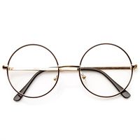 Lennon Mid Size Full Metal Frame Clear Lens Round Glasses - sunglass.la - 1