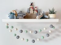 This unique garland is hand-made with 100% wool making it the perfect Winter decoration for your home, office or parties. Our Garlands are completely non-synthetic, eco-friendly, and biodegradable. Proudly made in Canada by Woman own business. Details Our products are handmade with the highest quality 100% merino wool from New Zealand. Each of the balls is sewn on the twine but there are no knots holding the felt ball in place. That allows you to customize the position of your felt balls with a