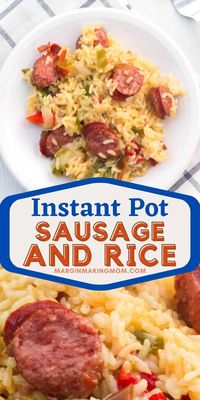 This Instant Pot sausage and rice is so flavorful, as it's cooked with peppers and onions for a quick and delicious meal your family will love! Plus, it's super easy to make.