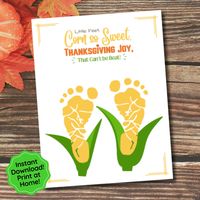 This cute Sweet Corn footprint / handprint craft is a fun way for kids to celebrate Thanksgiving. Great for baby's first Thanksgiving too! Create a personalized keepsake craft to cherish always. A unique and sentimental gift giving idea. This is also a great resource for teachers as a daycare, preschool, kindergarten or homeschool Thanksgiving activity! Instant Download. You will receive 2 different sizes: (1) 8x10 inch PDF File (1) 8.5x11 inch PDF File Print as many as you need! This print is n