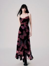 Modern Chinese Velvet Halter Dress with Open Back and Tie Detail