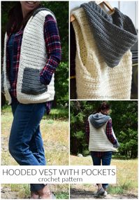 Crochet Hooded Sweater Vest | Hooked on Homemade Happiness