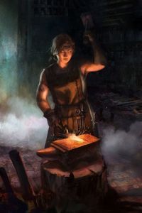 In the fiery heart of a fantasy realm, toil the fantasy blacksmiths. More than mere muscle, they're artisans of steel. They wield hammer and tongs like a maestro conducts, coaxing glowing metal into weapons of legend. From knightly broadswords to elven daggers, their creations sing with deadly grace. But their craft goes beyond war. They shoe the hooves of mighty steeds, mend the armor that protects heroes.  Each clang of their hammer is a song of creation.