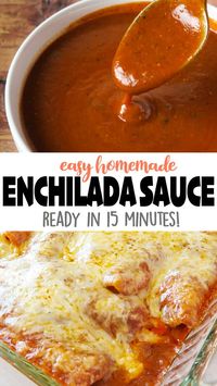 Easy Red Enchilada Sauce is made with just a few simple ingredients, and is more flavorful and healthier than the canned stuff! ? Click ? for the full detailed recipe and full video! #enchiladas #easyrecipe #mexicanfoodrecipes #redenchiladasauce #dinner #mexicanrecipes