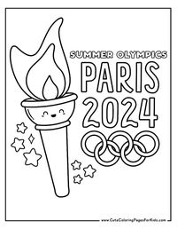 Get into the games this summer with our free printable Summer Olympics-inspired coloring sheets. This adorable torch coloring page is part of our collection of 4 easy coloring page PDFs that you can download straight off the page.