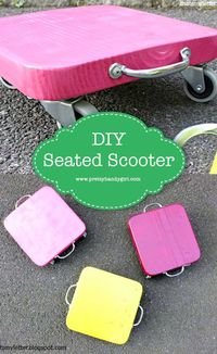 This DIY seated scooter is the perfect toy for kiddos! | DIY child's toy | DIY scooter | #prettyhandygirl #DIY #kidsDIY