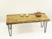 live edge coffee table, dining bench hairpin coffee table, slab coffee table