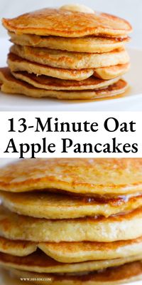 These healthy oatmeal apple pancakes are a quick and tasty healthy breakfast idea that you can make in 15 minutes with simple ingredients! Everyone will love these delicious flourless gluten free pancakes for breakfast!