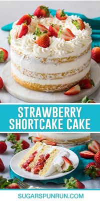 Moist and tender vanilla cake paired with juicy strawberries and light whipped cream frosting, this is an elegant, show-stopping strawberry shortcake cake. It’s perfect for spring and summer celebrations!