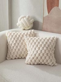 1pc Pineapple Grid Turtle Pattern 3D Soft Plush Throw Pillowcase,Cream White Multicolor Suitable For Living Room Sofa Bedroom HomeDecor Room Decor White    Polyester Plain   All Seasons Decorative Pillows, Inserts, & Covers, size features are:Bust: ,Length: ,Sleeve Length: