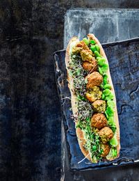 Falafel with Avocado Hummus Recipe and Broad Beans Check out our quick and easy vegan baguettes. These simple sandwiches are packed with creamy hummus, vibrant broad beans and flavoursome falafel, a perfect lunchtime meal.