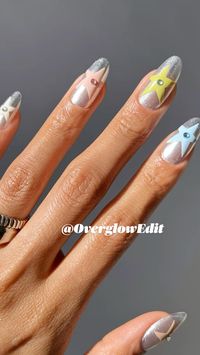  

Follow @OverglowEdit for more nail inspo! Star nail art, chrome nails, silver nails, star nails, spring nails

