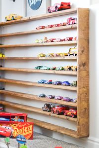 Are you tired of trying to organize your child's die-cast cars? Make this easy Hot Wheels storage and organize your child's car collection today. It was quick to make and you can customize the measurements to fit your space. Don't buy expensive car display shelves, make your own. #seelindsay #pixarcars #hotwheelsstorage #carstorage #toycardisplay #diecastcars #cardisplay #toystorage #toyorganizationideas