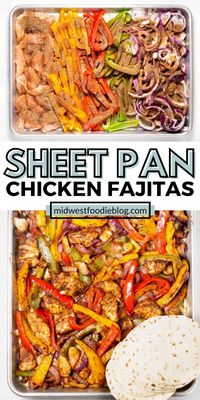 These sheet pan chicken fajitas are loaded with flavor but take just minutes to prep and bake. You'll have a hearty dinner on the table in less than 30 minutes with this foolproof recipe!