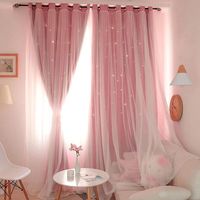 EUWBSSR 1/2PCS Full Blackout Curtain Double-decker Nordic Style Bedroom Living Room Curtain Hollow Star Net Princess Wind Curtain - Walmart.com