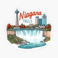 Get my art printed on awesome products. Support me at Redbubble #RBandME: https://www.redbubble.com/i/sticker/Niagara-Falls-Canada-by-HowToCanadian/154537869.EJUG5?asc=u