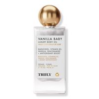 Vanilla Baby Luxury Body Oil - VNILA BBY LUX BDY OIL 3.1OZBenefitsA buildable body shimmer oil that provides a radiant sheen, perfect for beach days and brunchesVisibly plumps skin with moisture-boosting vitamin B3Full of skin-loving antioxidants that nourish and renewWith notes of vanilla, pear, and caramel, skin smells instantly scrumptiousKey IngredientsBakuchiol: A gentle retinol alternative that boosts collagen and stimulates cell renewal to firm sagging skin.Vanilla: Prevents and improves