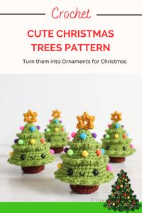 Crochet these little Christmas trees for your home or to hang on your Christmas tree as an Ornament #crochet