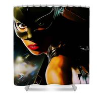 Superhero Shower Curtain featuring the mixed media Superhero Catwoman by Marvin Blaine