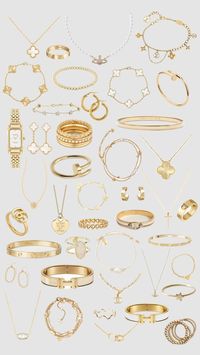 necklaces, earrings, Rings , bracelets, golden