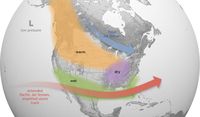 During winter, El Nino leads to wetter conditions than usual in the Southern U.S. and warmer and drier conditions in the North.