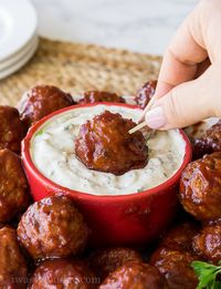 Cranberry Meatballs with Sour Cream Herb Dip