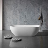 VANITYFUS 69 in. Stone Resin Flatbottom Solid Surface Freestanding Double Slipper Soaking Bathtub in White with Brass Drain VF-CloW37-S - The Home Depot