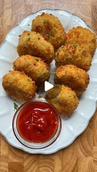 Iram Mansoor on Instagram: "Chicken and Potato Croquettes 

Servings: 12-15

Ingredients:

1 lb boneless, skinless chicken breast, boiled and shredded
4 large potatoes, boiled not overcooked(until knife glides in easily) and shredded (let cool completely before shredding) 
1/2 cup carrots, finely diced and boiled
1/2 cup bell pepper, finely chopped
1 cup mozzarella cheese, shredded
1 large egg
3 tbsp cornstarch
Salt, to taste
1 tbsp black pepper
1 tbsp garlic powder
1 tbsp onion powder
1 tbsp chicken powder
2-3 Serrano peppers, finely chopped
1 tbsp fresh parsley, chopped
Oil, for frying

Coating:

1 cup bread crumbs
1/2 cup all-purpose flour + 1/3 cup water (to make thick slurry)

Instructions:

1. In a large bowl, combine potatoes, chicken, carrots, Serrano peppers, bell peppers, egg, co