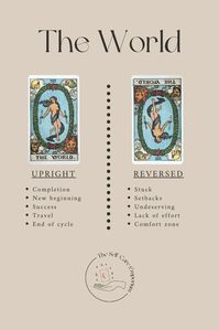 Explore the upright and reversed meanings of the World card within the Tarot. To read the full World card meanings and breakdown, sign up for FREE to get access to The Tarot Vault.