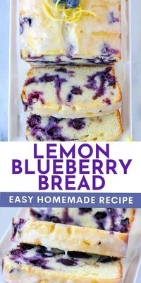 This Lemon Blueberry Bread recipe produces a perfectly moist, flavorful and delicious loaf of quick bread! Topped with a lemon glaze this easy bread recipe is a classic combination of tart, sweet, and bright flavors! Sure to be a new favorite! Serve for breakfast, snack, or dessert! // Glorious Treats #lemonblueberrybread #lemonbread #lemonrecipes #cake #lemondesserts #quickbread #summerrecipes