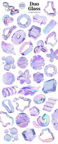 Colorful 3D Duo Glass Shapes Pack by LarysaZabrotskaya on @creativemarket