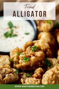 These Fried Alligator bites are deliciously crispy on the outside, and moist and tender on the outside - perfect for dipping!