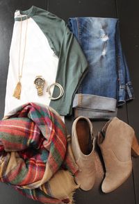 I love the scarf, and would love to add some distressed boyfriend jeans to my collection.