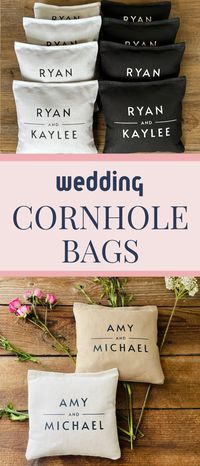 8 Custom Wedding Bean Bags for Cornhole Modern Font Couple Names for Bride and Groom Formal Decor Wedding Gift Anniversary Keepsake - Etsy