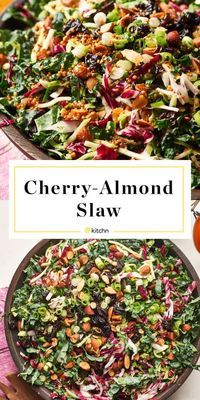 Kale Slaw with Honey-Mustard Almonds and Dried Cherries | Kitchn