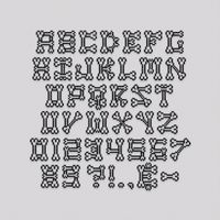 "✖ ALPHABET 11 - BONES ✖ This alphabet includes capital letters A-Z, numbers 0-9 and common punctuation. The individual letters vary in size. The maximum size is 19 stitches wide and 21 stitches in height. The letter 'A' measures 15 x 17 stitches. Finished Sizes (Based on letter 'A' - 15 x 17 stitches): 11 count: 3.46 cm x 3.92 cm (1.36\" x 1.55\") 14 count: 2.72 cm x 3.08 cm (1.07\" x 1.21\") 16 count: 2.38 cm x 2.70 cm (0.94\" x 1.06\") 18 count: 2.11 cm x 2.40 cm (0.83\" x 0.94\") 20 count: 1