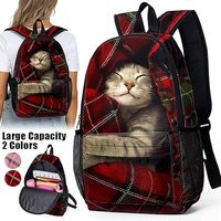 Category:Backpack; Embellishment:Zipper,Print; Gender:Women's; Type:School Bag Bookbag,Commuter Backpack,3D Print; Occasion:Christmas,Daily,School; Material:Polyester; Width:26; Height:42; Function:Lightweight,Large Capacity,Durable; Pattern:Cat; Listing Date:11/10/2023