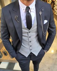 Bojo Pivas Black Slim Fit Pinstripe Suit – BJN