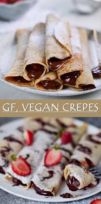 How to make gluten-free vegan crepes that are thin, tender, flexible, and perfect for enjoying with sweet or savory fillings. All you need is 6 simple ingredients and just minutes of prep for this vegan crepe recipe! #vegancrepes #glutenfreecrepes #vegandessert #veganbreakfast #elasrecipes | elavegan.com